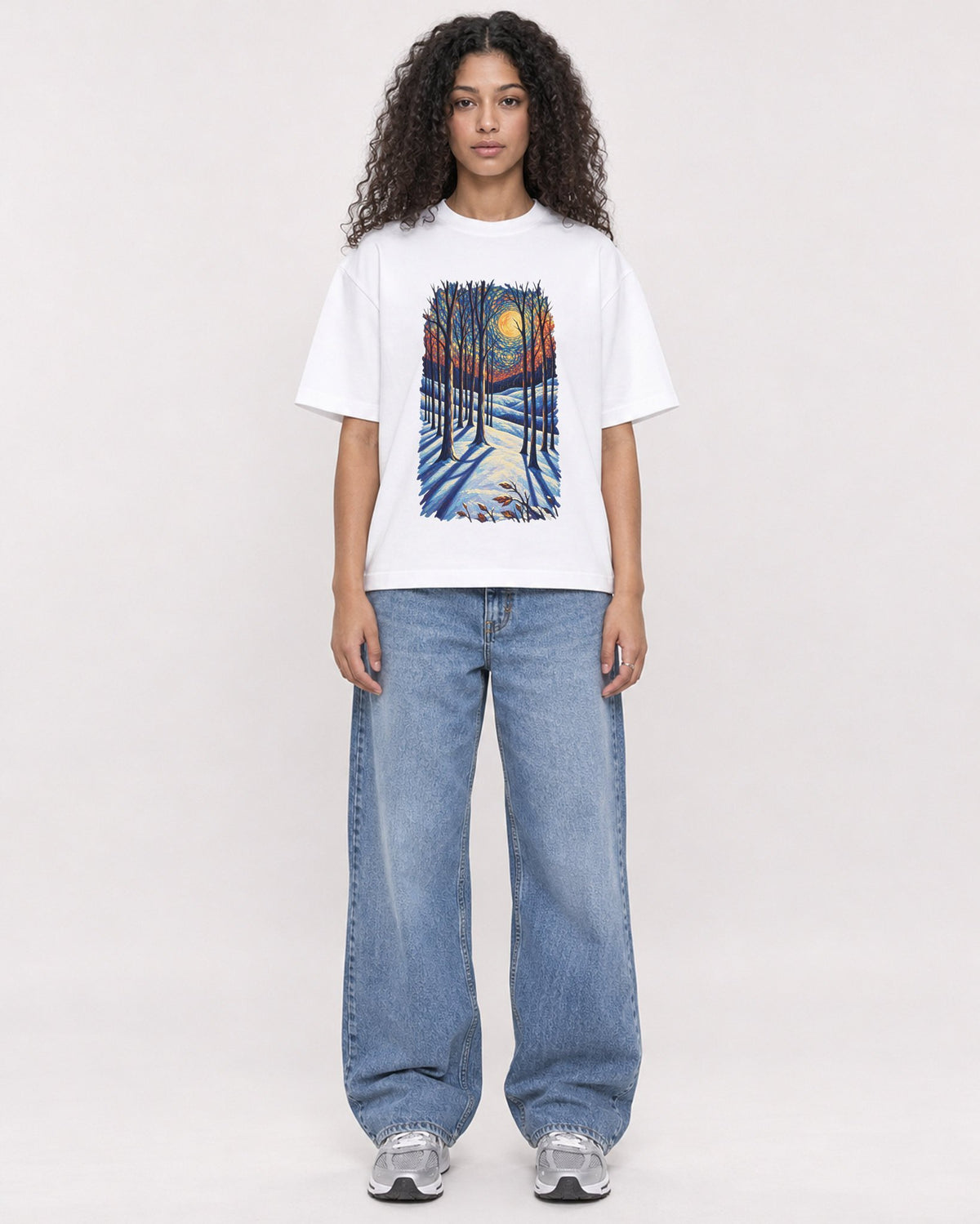 Mockup Boxy Heavyweight Tee White female full-body 10