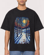 Mockup Boxy Heavyweight Tee Black male close-up 10