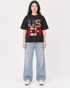 Mockup Boxy Heavyweight Tee Black female full-body 03