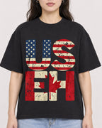 Mockup Boxy Heavyweight Tee Black female close-up 03
