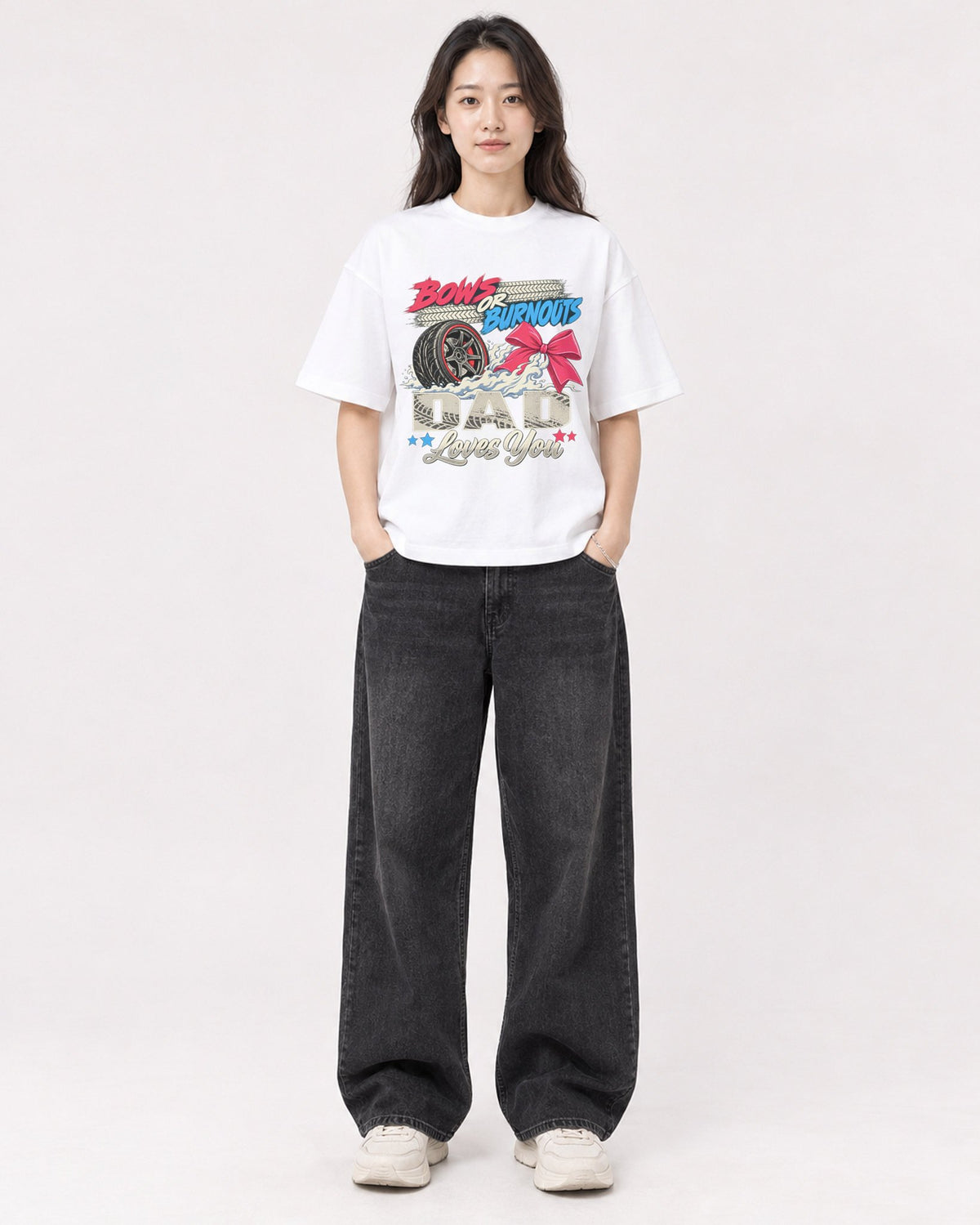Mockup Boxy Heavyweight Tee White female full-body 03