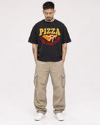Mockup Boxy Heavyweight Tee Black male full-body 12