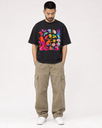 Mockup Boxy Heavyweight Tee Black male full-body 32