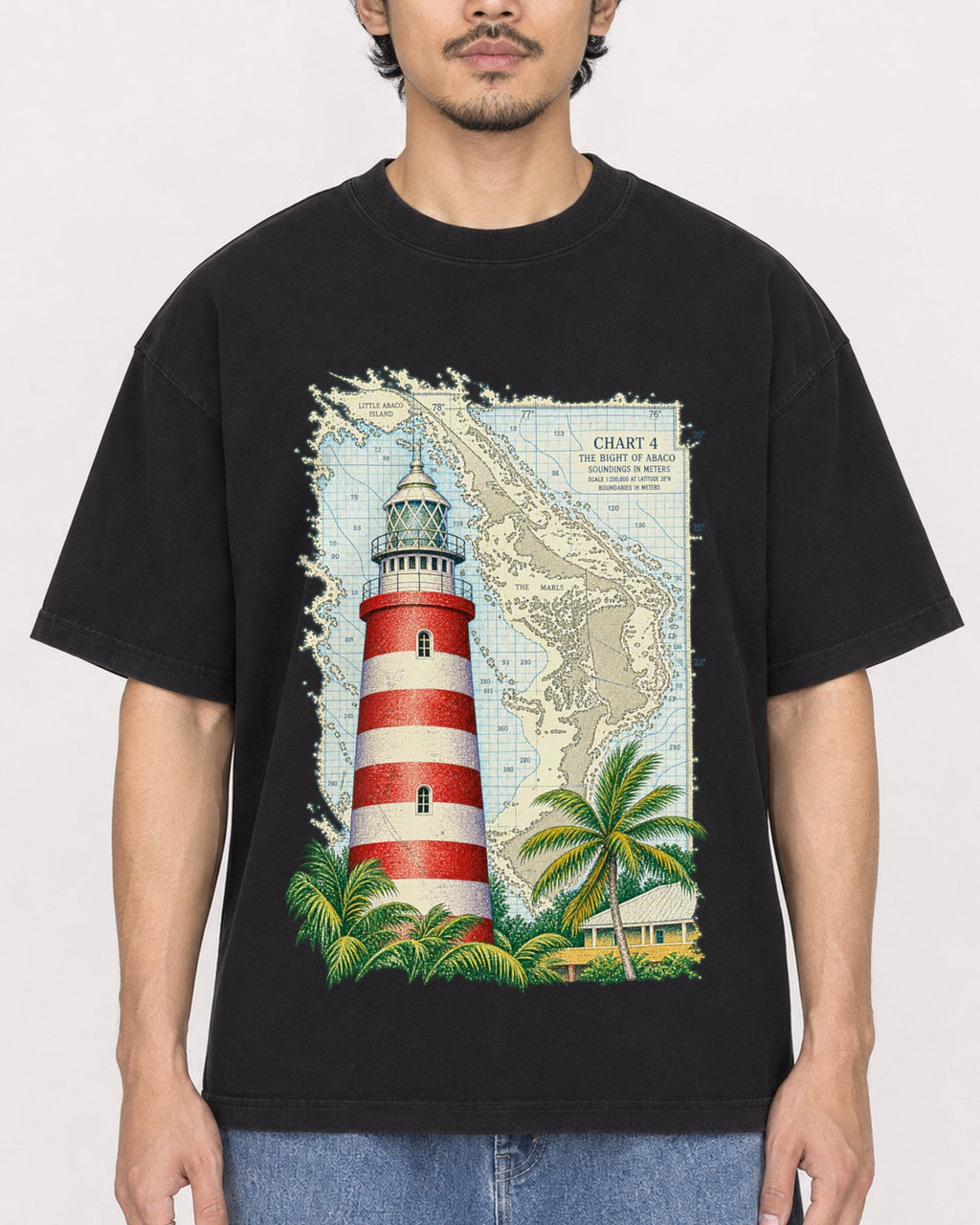 Mockup Boxy Heavyweight Tee Black male close-up 02