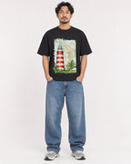Mockup Boxy Heavyweight Tee Black male full-body 02