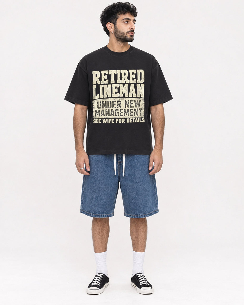 Mockup Boxy Heavyweight Tee Black male full-body 07