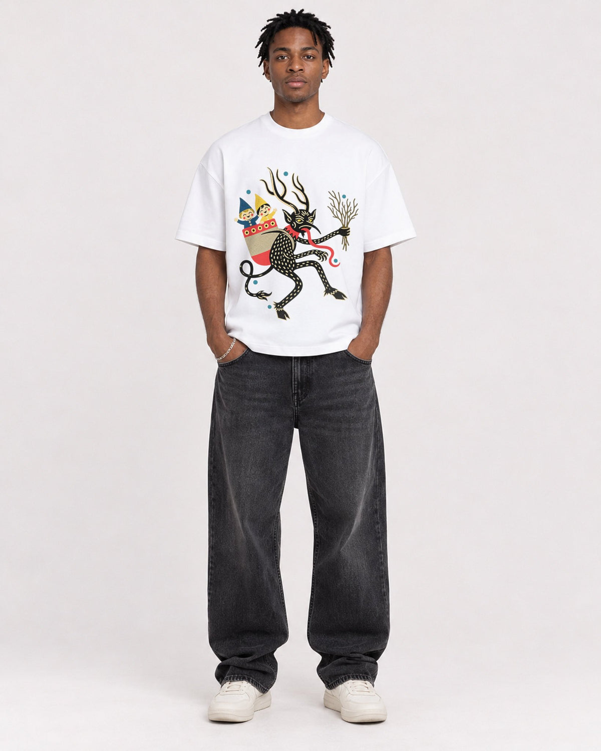 Mockup Boxy Heavyweight Tee White male full-body 05