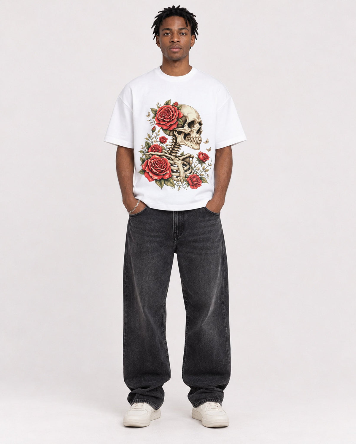 Mockup Boxy Heavyweight Tee White male full-body 05