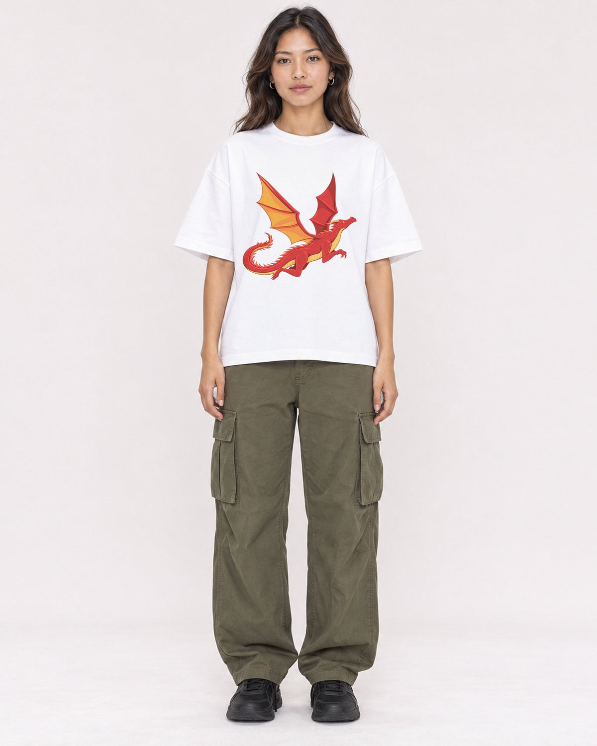 Mockup Boxy Heavyweight Tee White female full-body 02