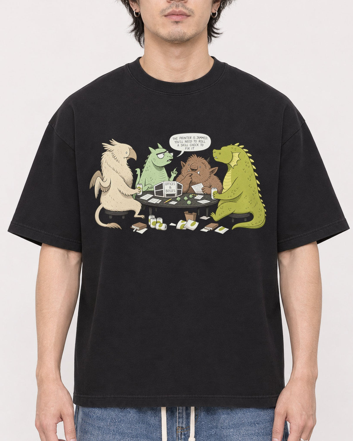 Mockup Boxy Heavyweight Tee Black male close-up 03