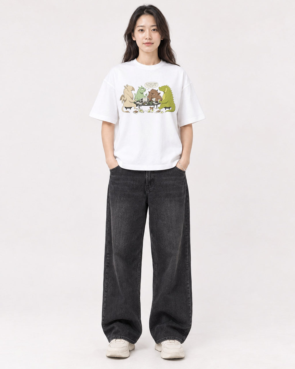 Mockup Boxy Heavyweight Tee White female full-body 03