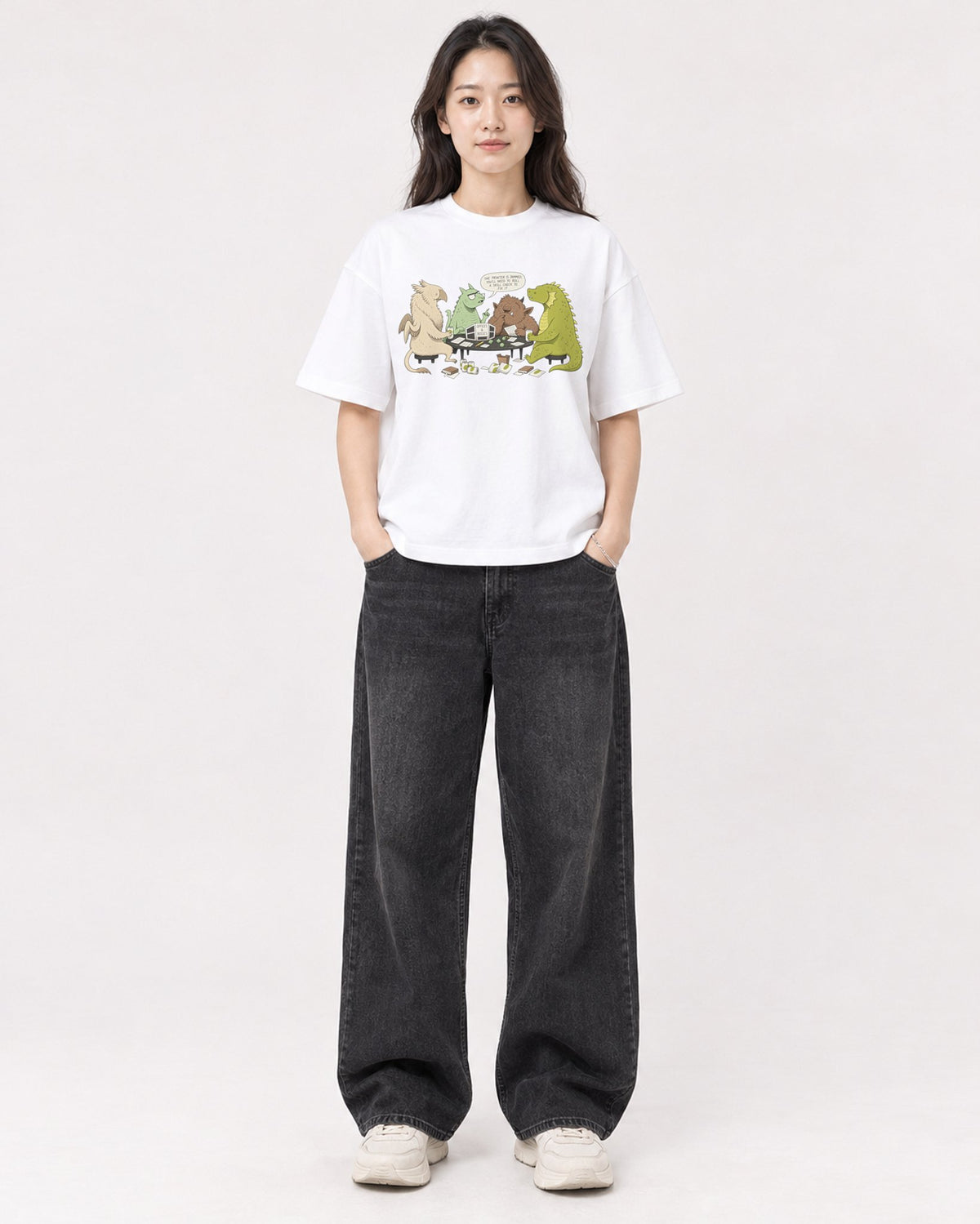 Mockup Boxy Heavyweight Tee White female full-body 03