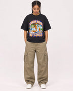 Mockup Boxy Heavyweight Tee Black female full-body 50