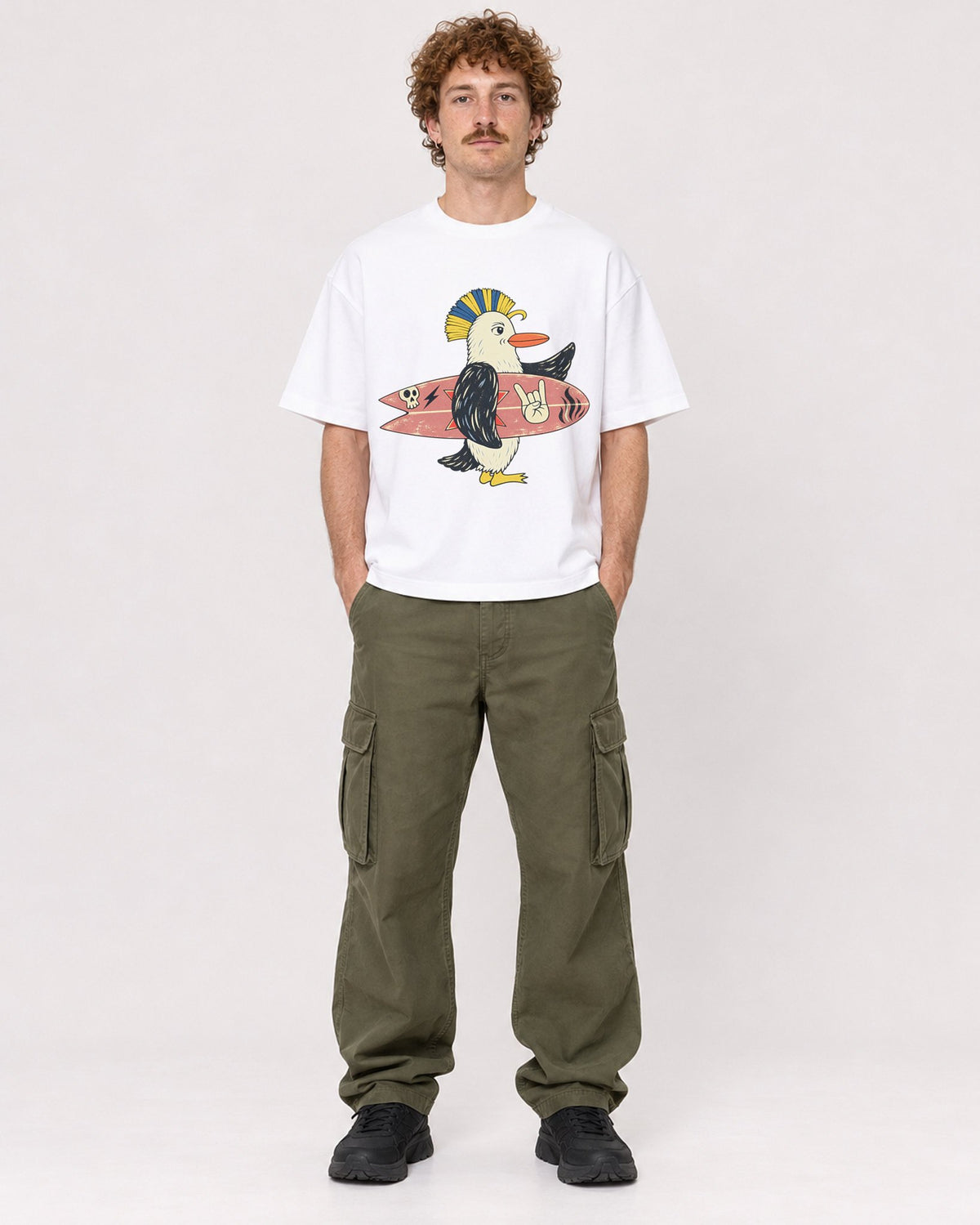 Mockup Boxy Heavyweight Tee White male full-body 09