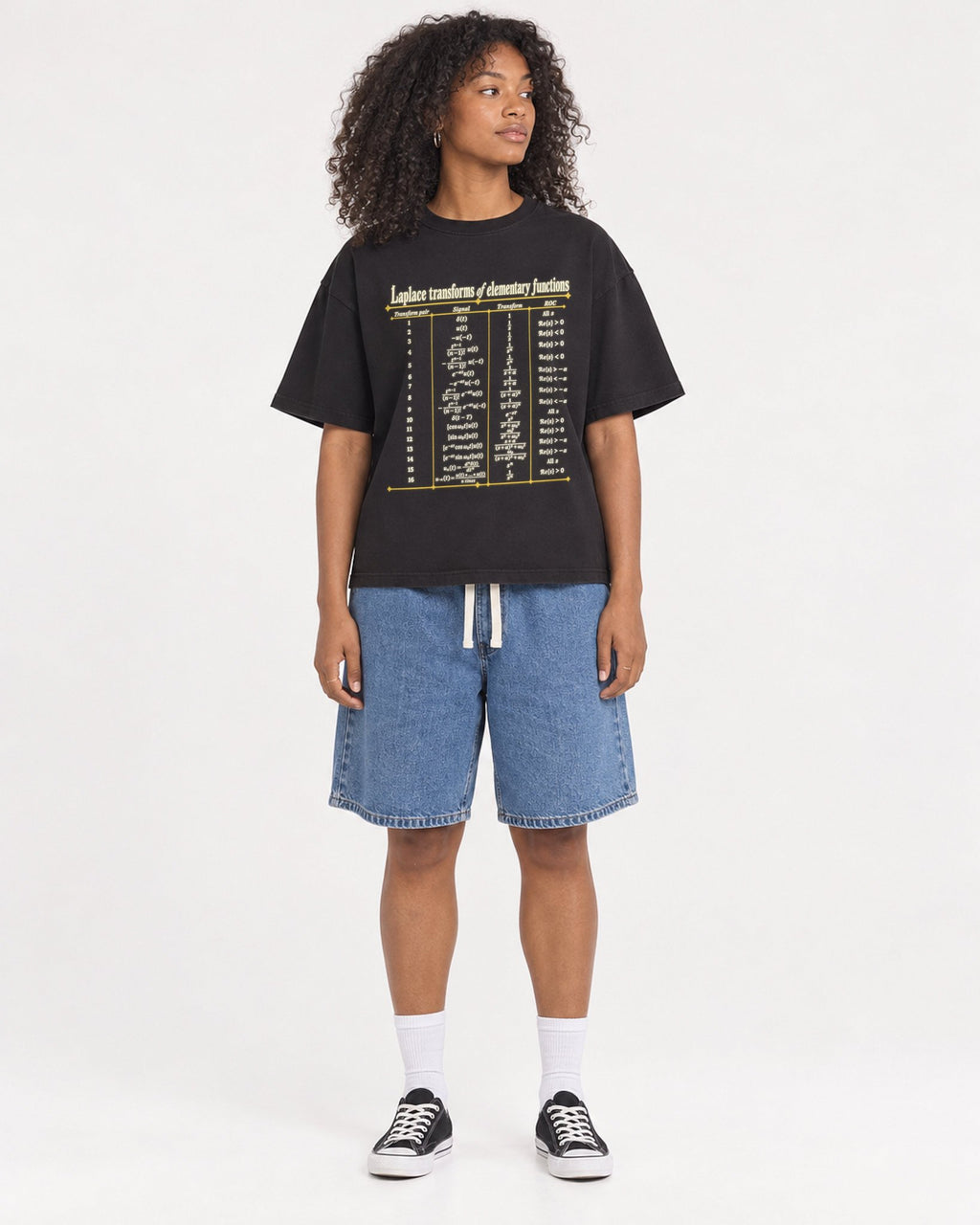Mockup Boxy Heavyweight Tee Black female full-body 05