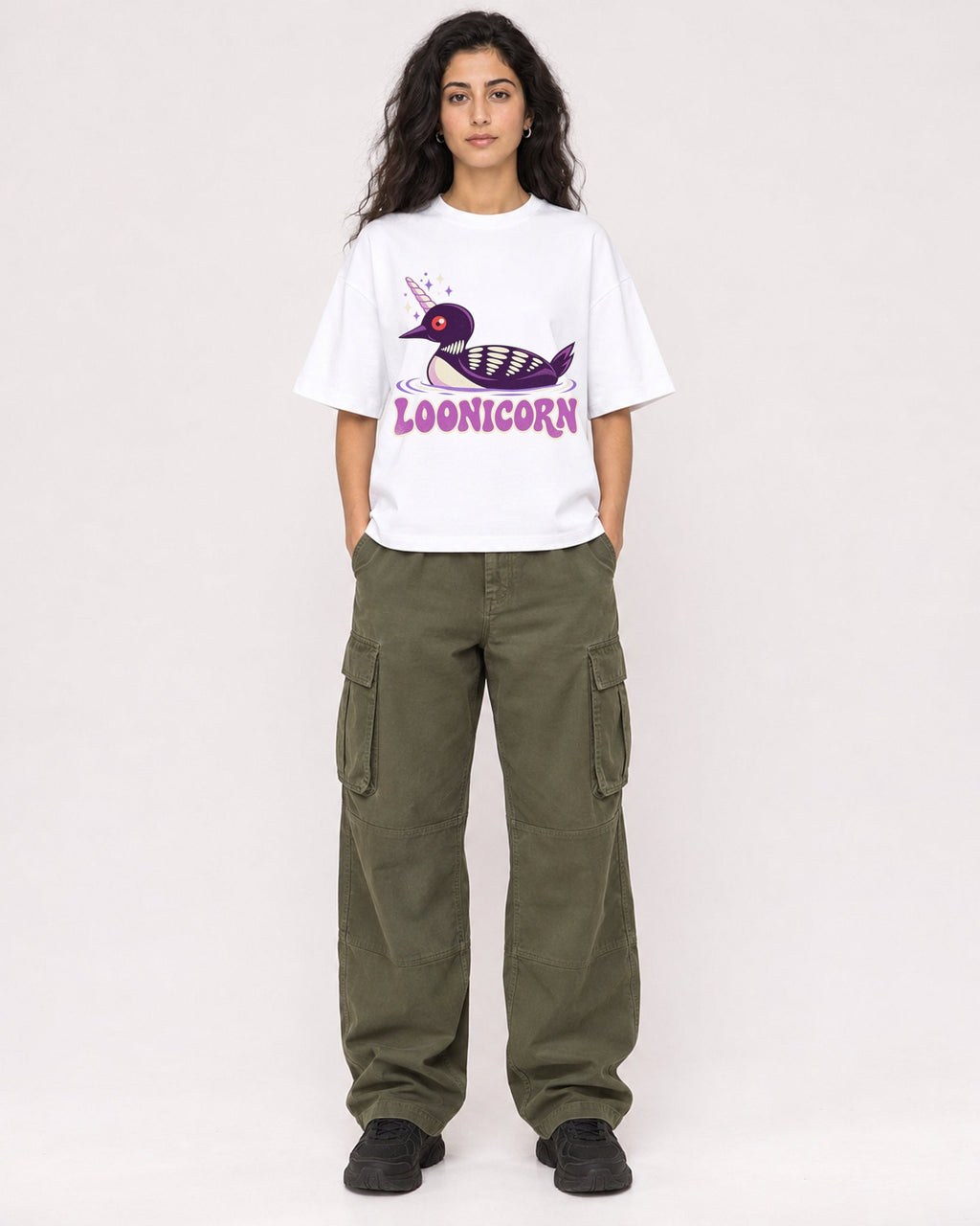 Mockup Boxy Heavyweight Tee White female full-body 07
