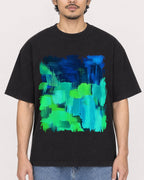 Mockup Boxy Heavyweight Tee Black male close-up 02