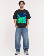 Mockup Boxy Heavyweight Tee Black male full-body 02