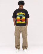 Mockup Boxy Heavyweight Tee Black male full-body 24