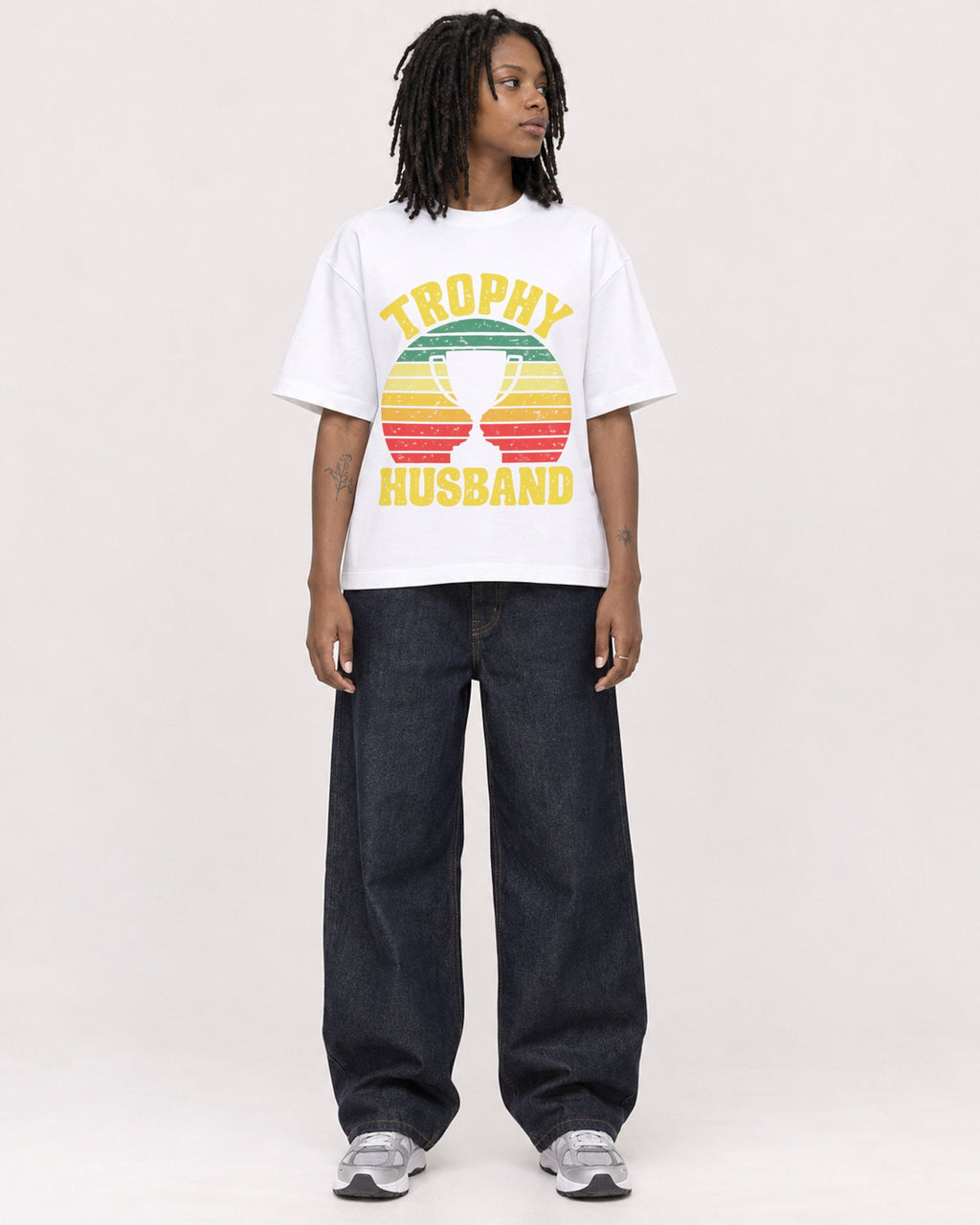 Mockup Boxy Heavyweight Tee White female full-body 24