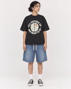 Mockup Boxy Heavyweight Tee Black female full-body 17