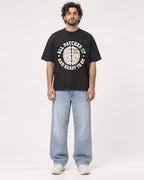 Mockup Boxy Heavyweight Tee Black male full-body 17