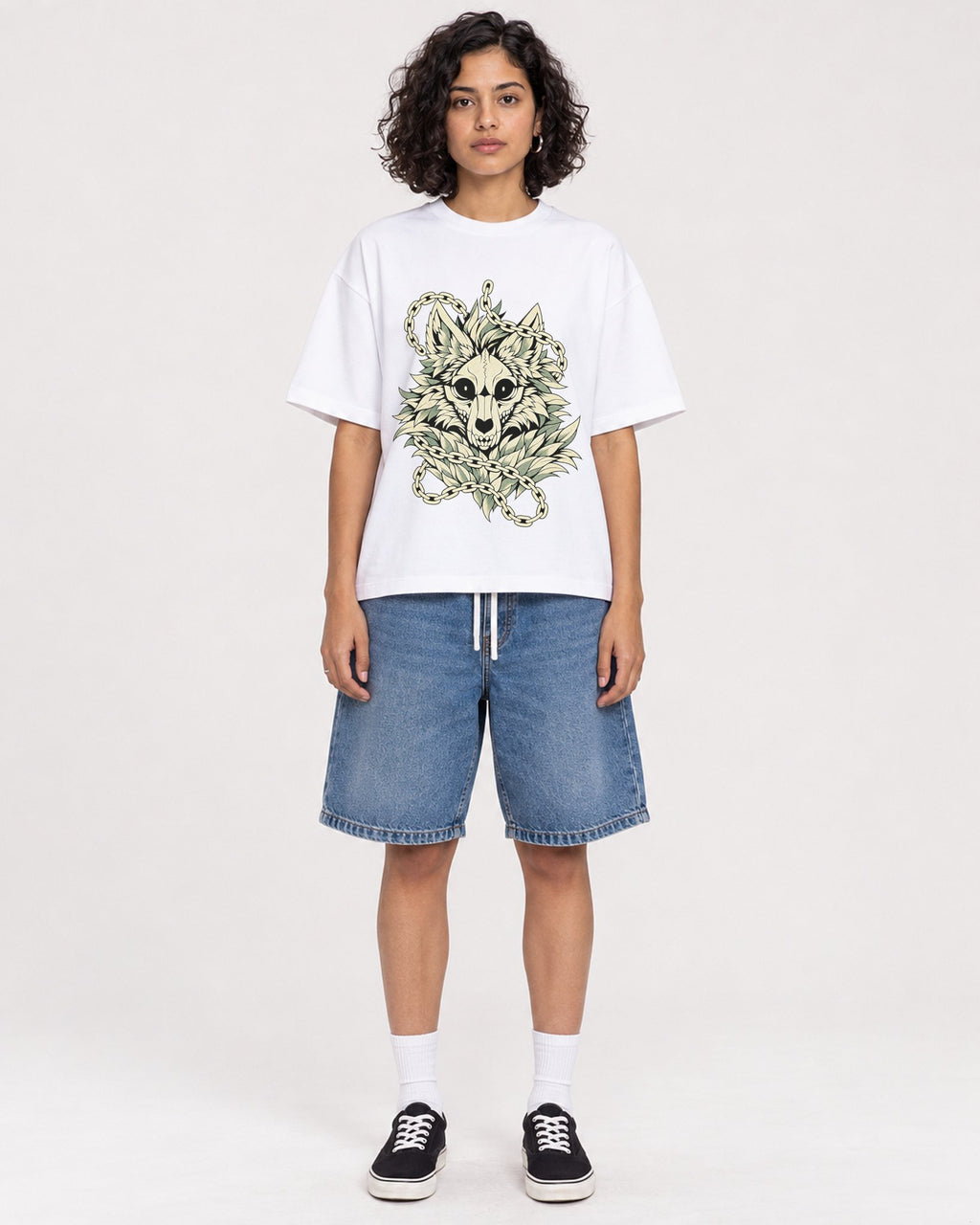 Mockup Boxy Heavyweight Tee White female full-body 26