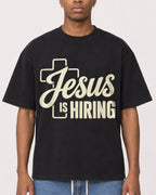 Mockup Boxy Heavyweight Tee Black male close-up 35