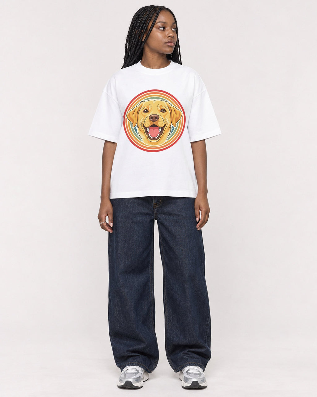 Mockup Boxy Heavyweight Tee White female full-body 04