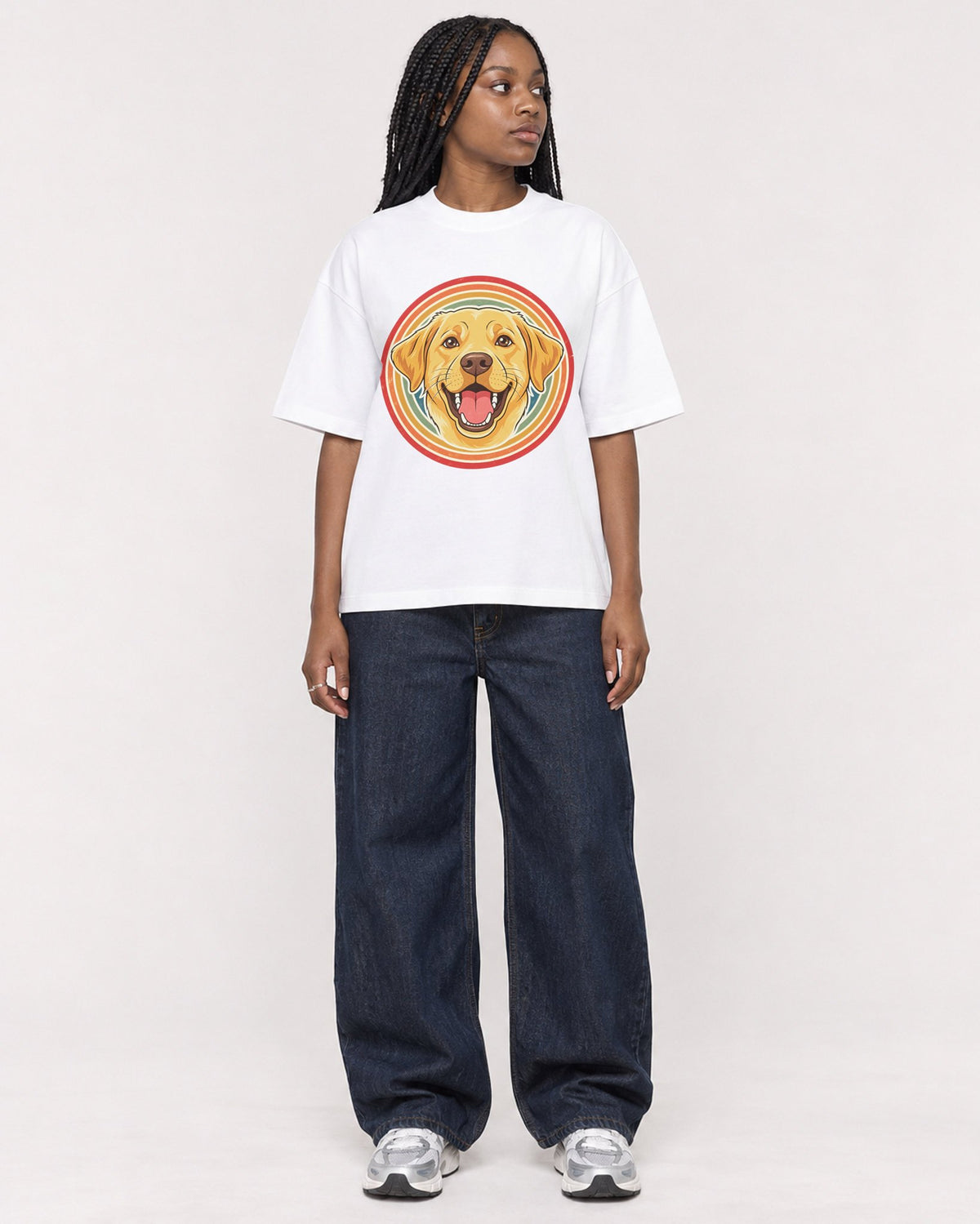 Mockup Boxy Heavyweight Tee White female full-body 04