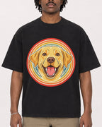 Mockup Boxy Heavyweight Tee Black male close-up 04
