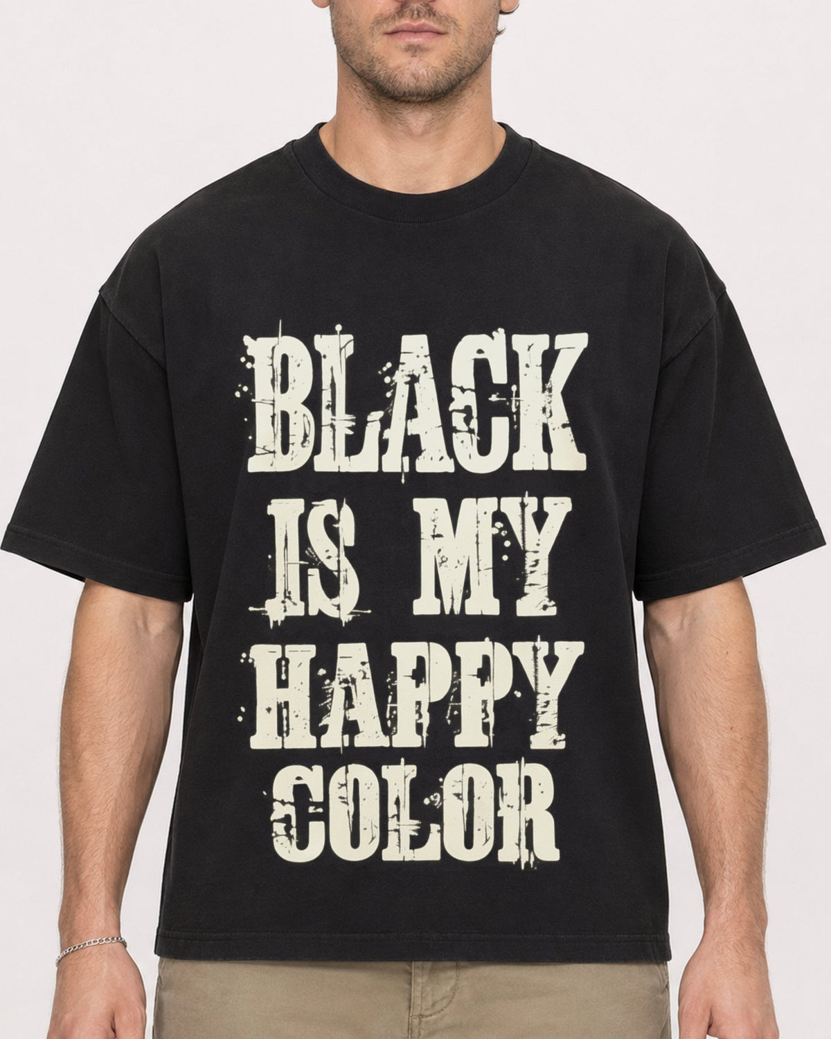 Mockup Boxy Heavyweight Tee Black male close-up 08