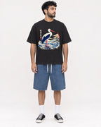 Mockup Boxy Heavyweight Tee Black male full-body 07