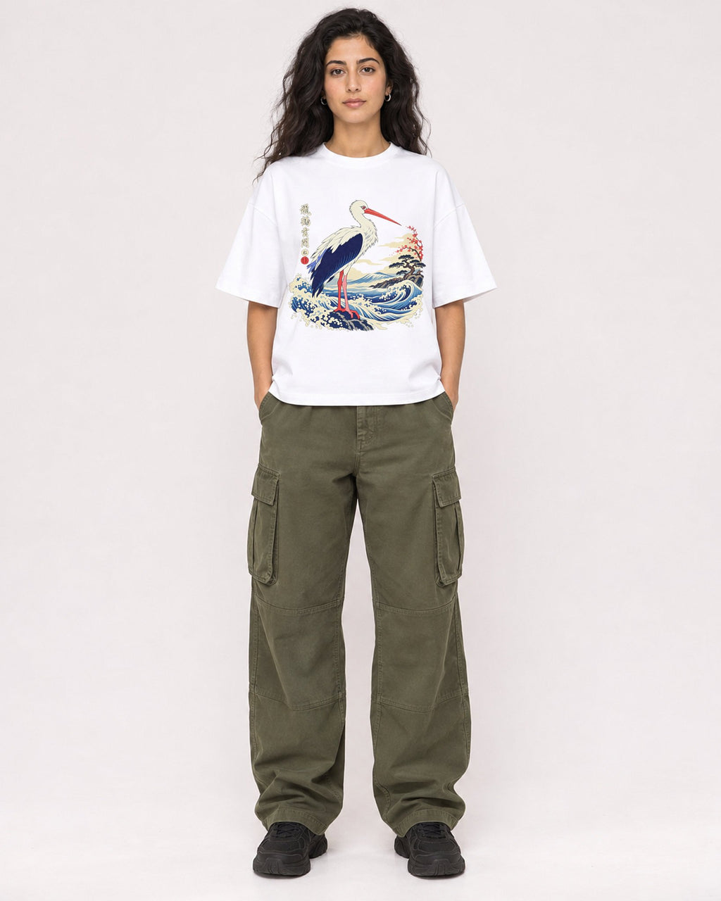 Mockup Boxy Heavyweight Tee White female full-body 07