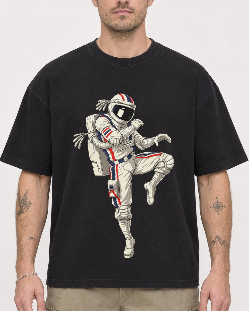 Mockup Boxy Heavyweight Tee Black male close-up 48