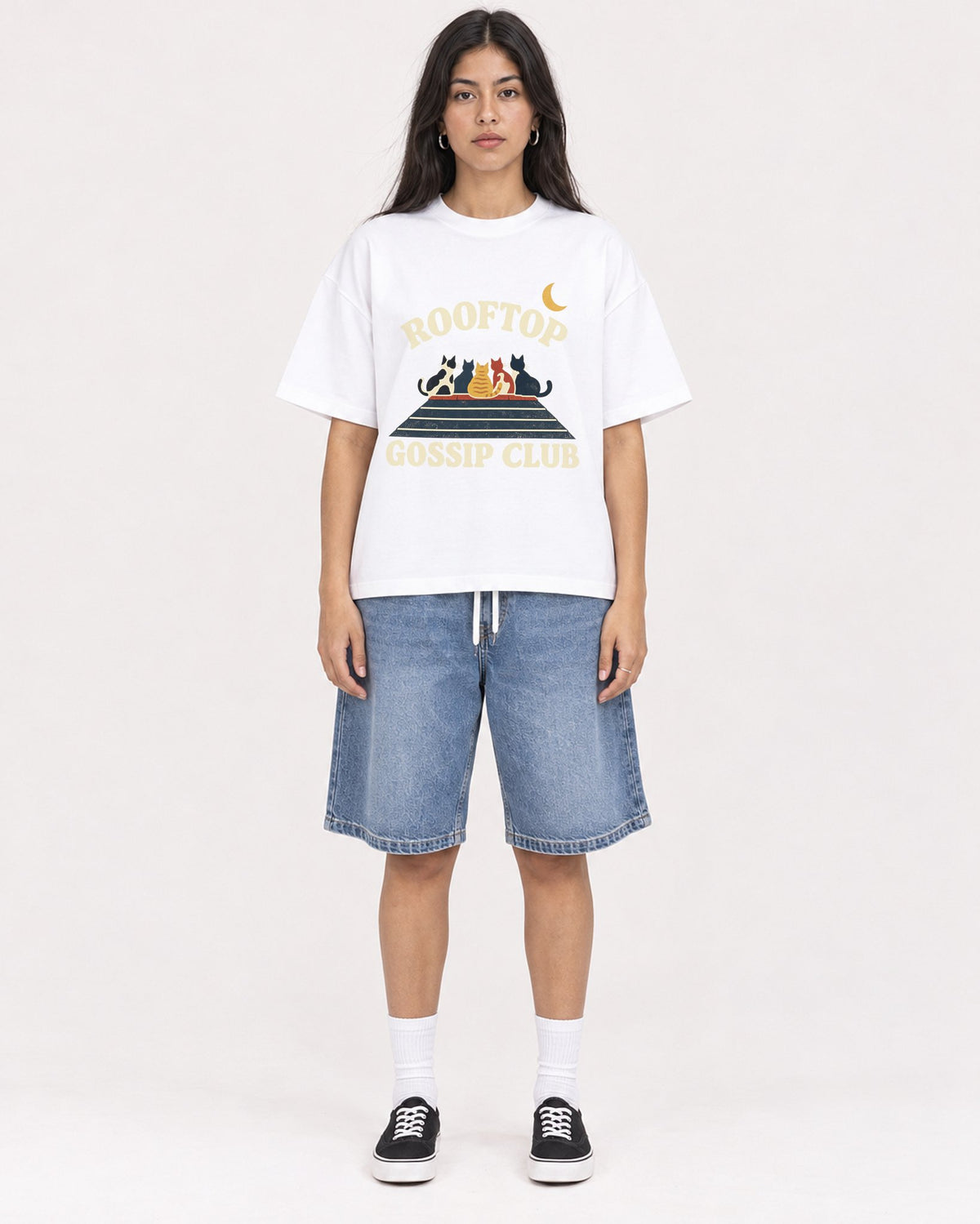 Mockup Boxy Heavyweight Tee White female full-body 46