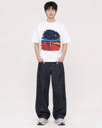 Mockup Boxy Heavyweight Tee White male full-body 01