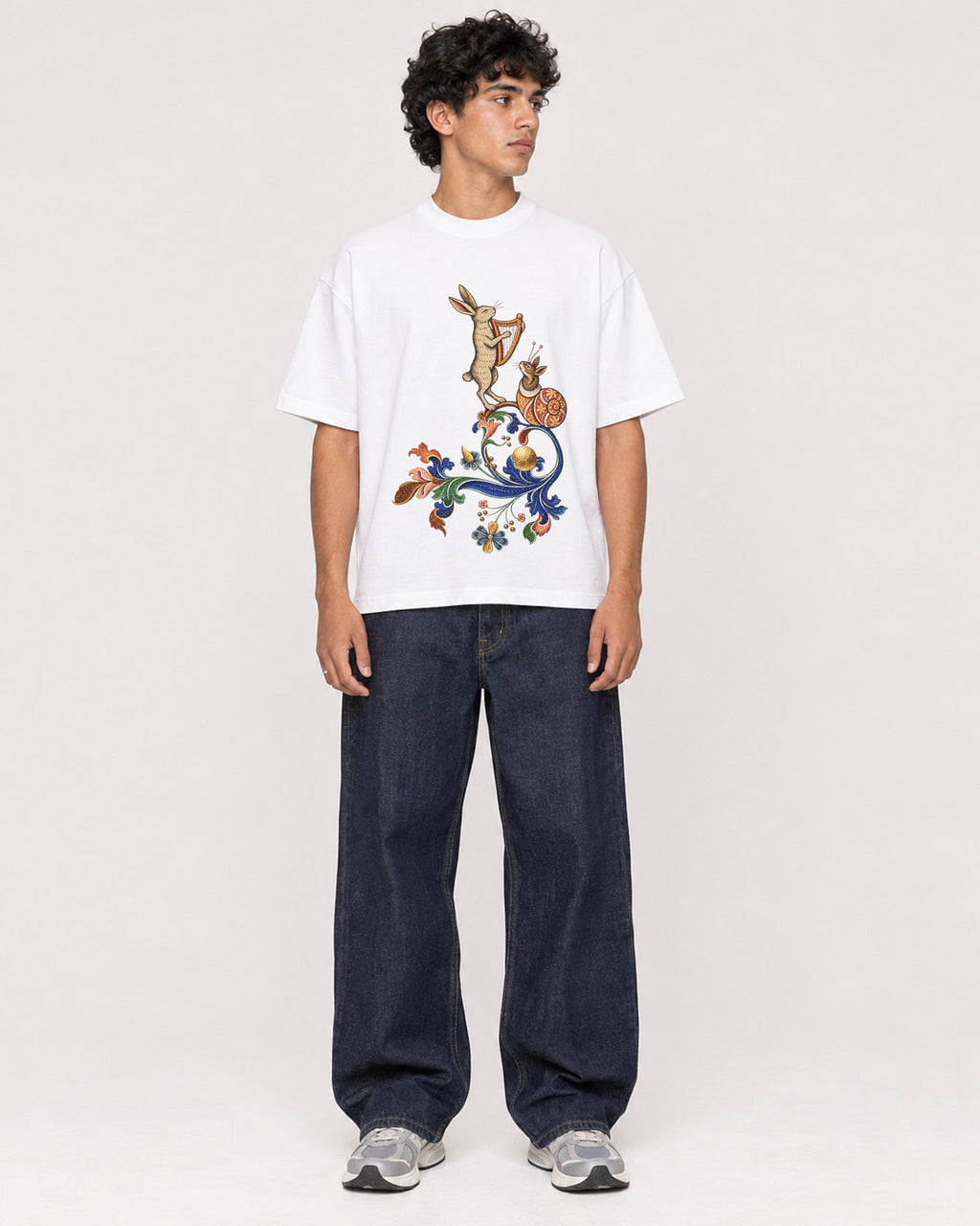 Mockup Boxy Heavyweight Tee White male full-body 26