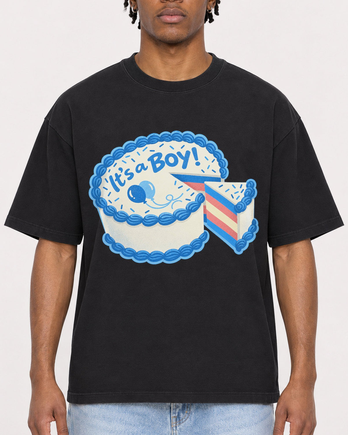 Mockup Boxy Heavyweight Tee Black male close-up 05