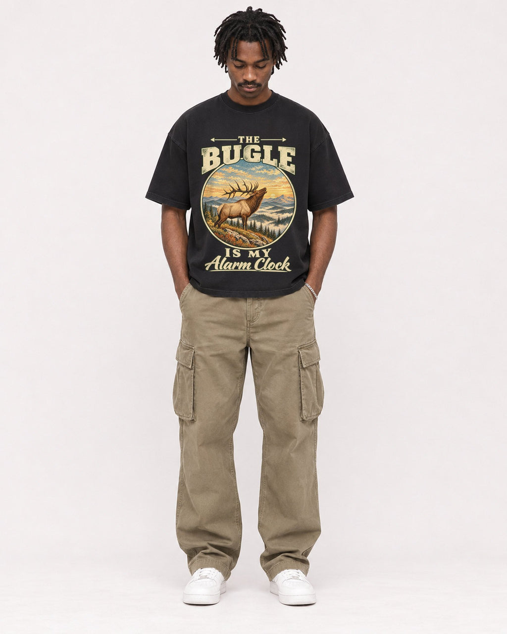 Mockup Boxy Heavyweight Tee Black male full-body 04