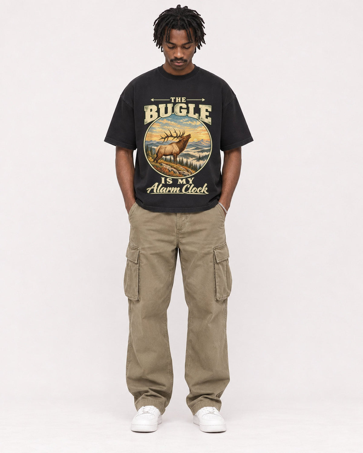 Mockup Boxy Heavyweight Tee Black male full-body 04