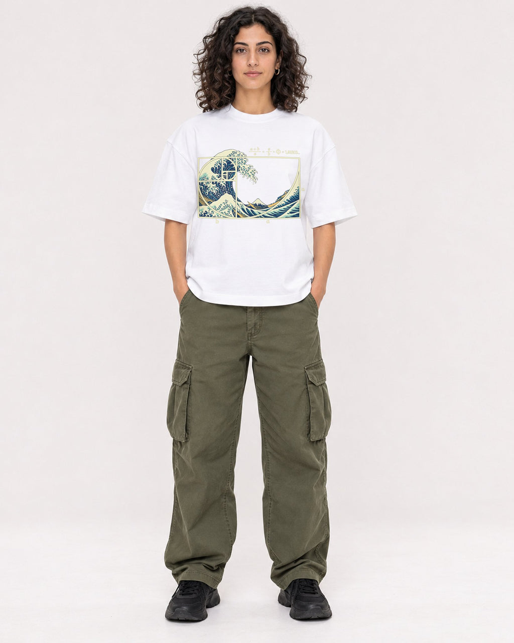 Mockup Boxy Heavyweight Tee White female full-body 27