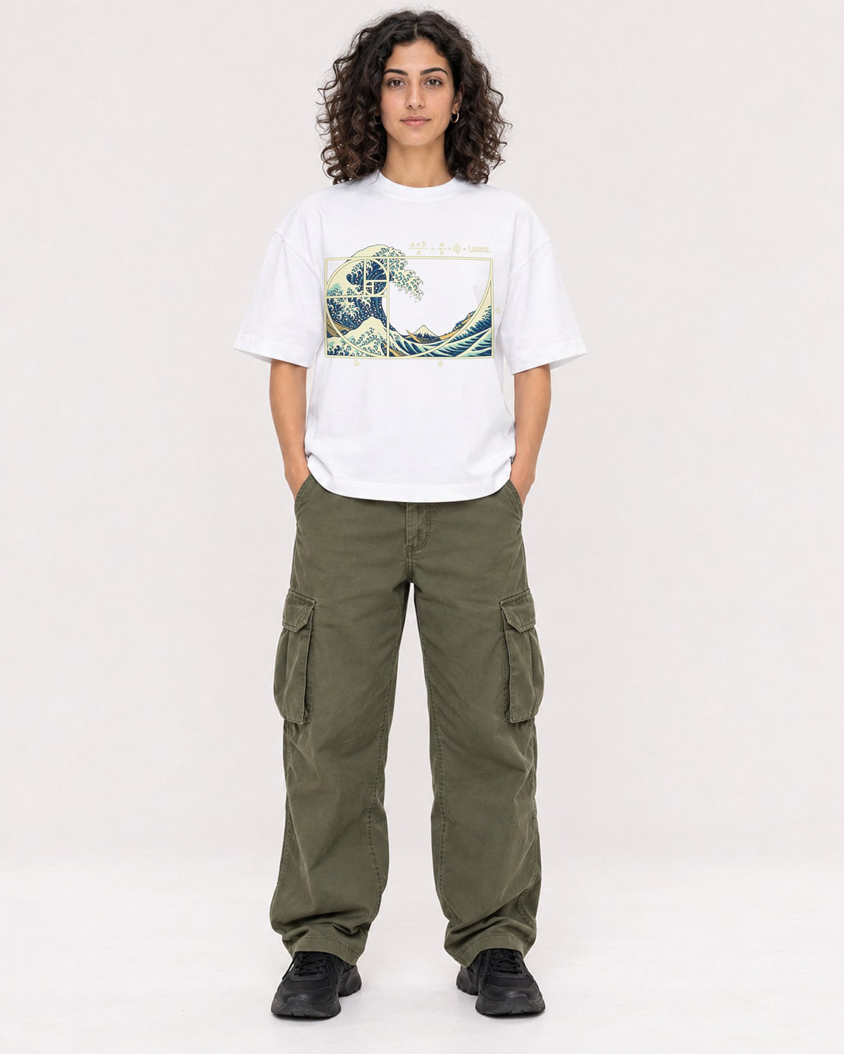 Mockup Boxy Heavyweight Tee White female full-body 27