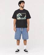 Mockup Boxy Heavyweight Tee Black male full-body 27