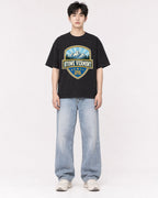 Mockup Boxy Heavyweight Tee Black male full-body 01