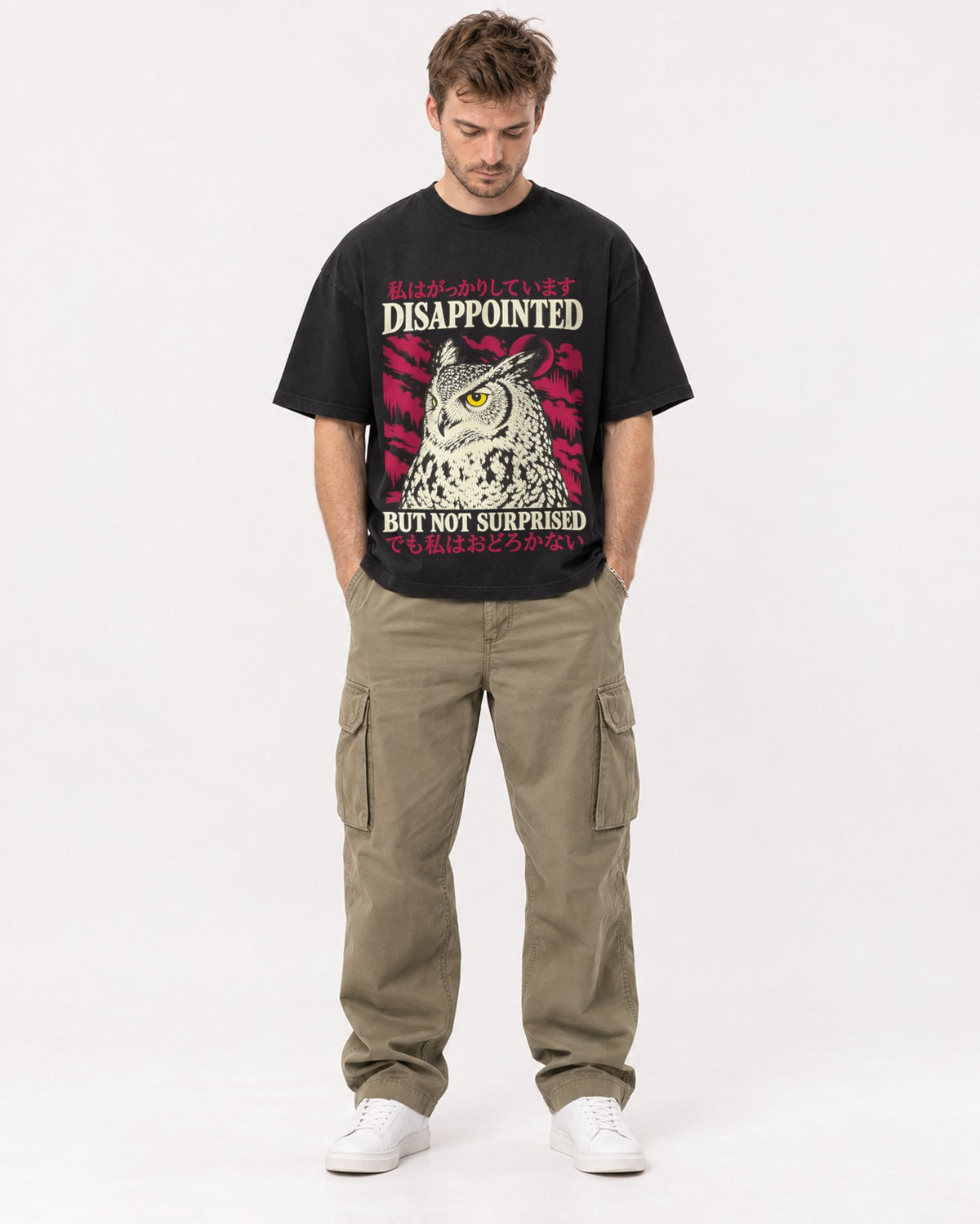 Mockup Boxy Heavyweight Tee Black male full-body 08