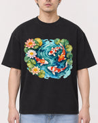 Mockup Boxy Heavyweight Tee Black male close-up 13