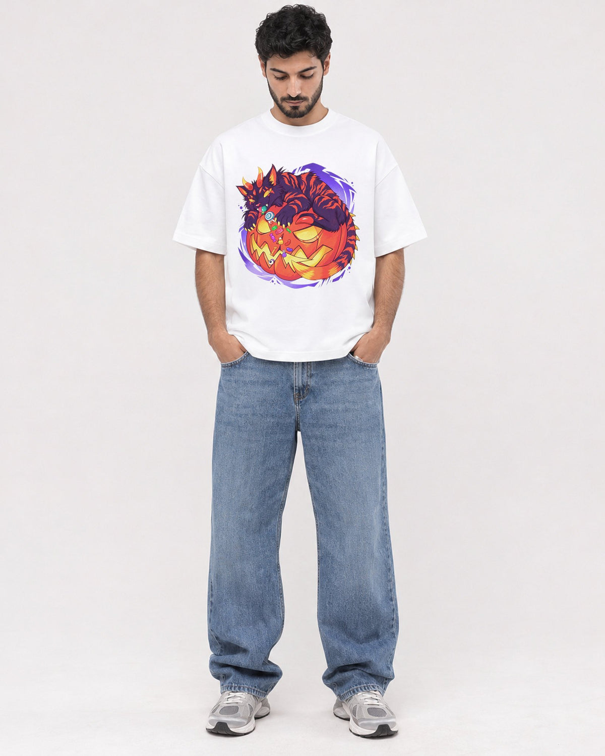 Mockup Boxy Heavyweight Tee White male full-body 07