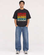 Mockup Boxy Heavyweight Tee Black male full-body 10