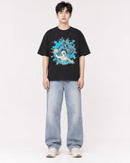 Mockup Boxy Heavyweight Tee Black male full-body 01
